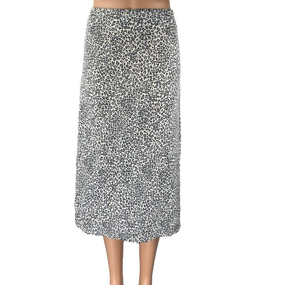 Brandy Melville White Blue Leopard Animal Print High Waist Mini Slip Skirt Sz S - Picture 1 of 5